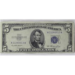 $5 1953 Silver Certificate XF-AU Condition
