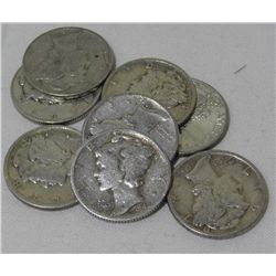 8 Silver Mercury Dimes
