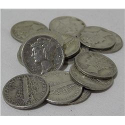 15 Silver Mercury Dimes