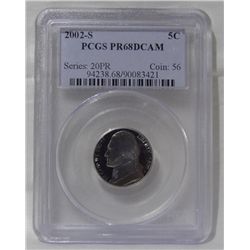 2002-S PCGS certified PR68 Deep Cameo 5 cent