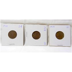 Lot-1910, 1914, 1918 Lincoln Wheat Cents