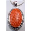 Image 1 : Silver Necklace Leather Alligator Pattern & CZs