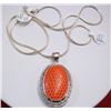 Image 4 : Silver Necklace Leather Alligator Pattern & CZs