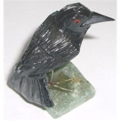 GEMSTONE *BLACK CROW* BIRD!! THIS BIRD IS ALL HANCARVED MADE OF DIFFERENT GEMSTONES INCLUDING ONYX!!