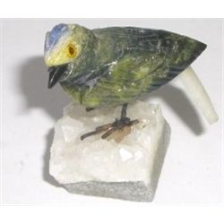 GEMSTONE BEAUTIFUL BIRD!! THIS BIRD IS ALL HANCARVED MADE OF DIFFERENT GEMSTONES INCLUDING ONYX!!