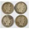 Image 1 : 4 VG BARBER half $ all original color 1899S-07D-09S-12  est  $90-$100