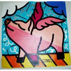 Jozza Original Pop Art Painting On Canvas Pigs Fly