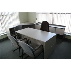 CONTENTS OF OFFICE INCLUDING: 3 DESK PIECES,