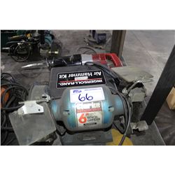 CLARKE 6'' BENCH GRINDER, AIR HAMMER AND
