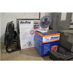 4 SHOP FANS AND HEATER