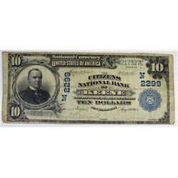 1902  National Currency CITIZENS BANK of  KEENE NH fine est $425-$450