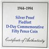 Image 2 : 1944-94  Great Britain Sterling silver proof PIEDFORT  50 pence coin with COA