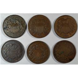 2 center lot 1866 XF corrosion-2 67 VG-68 G-69 G/VG-71 VG