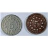 Image 2 : 1868  VF-1870 Fine Shield nickels  est $75-$85