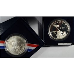 1995 U.S. MARINES PROOF AND UNCIRCULATED COMMEMORATIVE SILVER DOLLARS