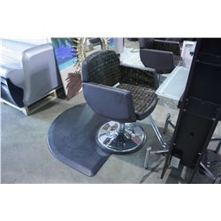 BROWN PATTERENED GAS LIFT SALON CHAIR/ STRESS MAT