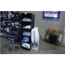 MOBILE BLACK FABRIC CART WITH SALON LINENS