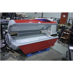 RED ERGOLINE SUN LAMP TANNING BED/ 2 ANTENNA AUDIO AND BUCKET BOOSTER