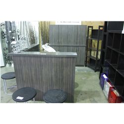 WOODGRAIN SALON RECEPTION STATION AND HAND WASH BAY