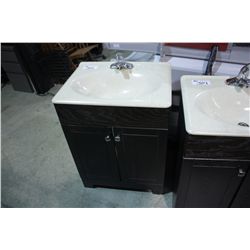 BROWN WOODEN VANITY WITH SINK