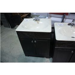 BROWN WOODEN VANITY WITH SINK