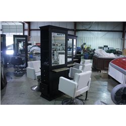 BLACK/MARBLE DUAL SALON STATION WITH STORAGE
