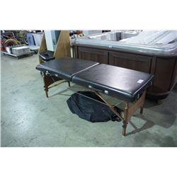BROWN LEATHER FOLDING MASSAGE TABLE