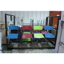 PLASTIC STACKING CHAIRS, BAR STOOLS, STOOLS AND TABLES