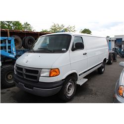 2002 WHITE DODGE RAM 2500 CARGO VAN, 5.2L, GAS, 130,828 KM, VIN: 2B7JB21Y42K113904, RD TW CR