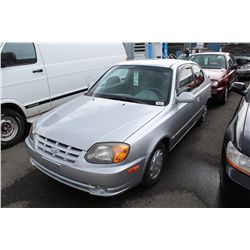 2005 GREY HYUNDAI ACCENT GS, 2DR SDN, 111,587 KM, GAS, MANUAL, VIN: KMHCG35CX5U321195,  RD CD ,