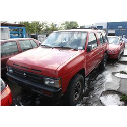 1993 RED NISSAN PATHFINDER XE, 4 DR SUV, GAS 3.0L/V6, 336,760 KM, MANUAL, VIN:JN8HD1747PW127901, 3