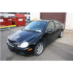 2002 BLACK CHRYSLER NEON LE, 4 DR SDN, 2.0L, GAS AUTOMATIC, 114356 KM VIN: 1C3ES46C92D586013, RD
