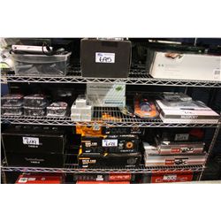 SHELF OF ASSORTED ELECTRONIC ITEMS