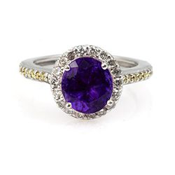 Genuine 1.85 ctw Amethyst Ring 14Kt White/Yellow  Gold