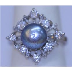 BLACK PEARL AND CZ RING