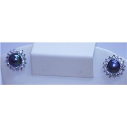 BLACK PEARL AND CZ EARRING