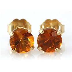 Genuine 3.20 ctw Orange Citrine Stud Earring 14k 0.96g