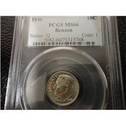 1946 dime pcgs ms66/benson