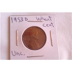 1953D Unc. Wheat Cent