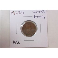 1928D AU Wheat Cent
