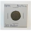 1894 Austrian 20 Heller XF  very nice