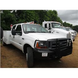 2001 FORD F550XL 4X4 CREW CAB SERVICE TRUCK, S/N 1FDAW57F41EA81109, POWERSTROKE DIESEL, A/T, P/S, A/