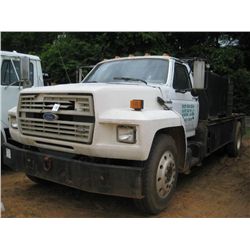 1991 FORD F700 FUEL & LUBE TRUCK, S/N 1FDNK74P5MVA37193, FORD DIESEL, A/T, P/S, FUEL TANK, HOSE REEL