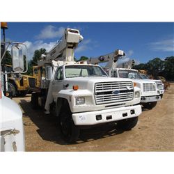 1990 FORD F800 S/A CRANE TRUCK, S/N 1FDPK84A6LVA25434, 7.8L FORD DIESEL ENG, 5-2 SPD TRANS, P/S, NAT
