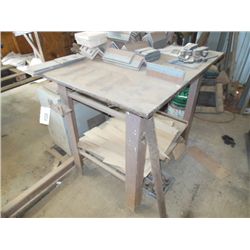 3.5' X 3' STEEL TABLE (SOLD ABSENTEE, LOCATED IN AUTAUGAVILLE, AL)