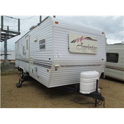 1999 27 1/2' SPRINTER TRAVEL TRAILER, S/N 4YDT27523X1008170, REAR BEDROOM, CENTER BATH, FRONT KITCHE