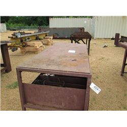 (1) 6'8" X 2'9" X 3' STEEL TABLE W/STORAGE