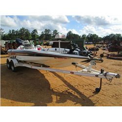 20' CHARGER FOXFIRE 495 BASS BOAT, S/N RDA10513F899, 225 HP YAMAHA ENGINE, LOWRANCE X18 GPS, LOWRANC