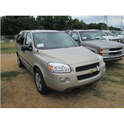 2008 CHEVROLET UPLANDER LS, S/N 1GNDU231X80116517, V6 GAS ENG, 1/T, P/S, A/C, ODOMETER READING 107,4