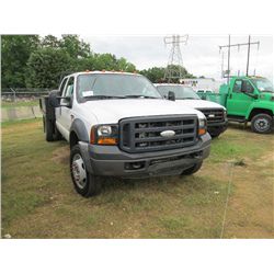 2006 FORD F450 4X4 FLATBED, S/N 1FDXW47PX6ED90703, FORD DIESEL ENG, 6 SPD TRANS, A/C, P/S, CREWCAB, 